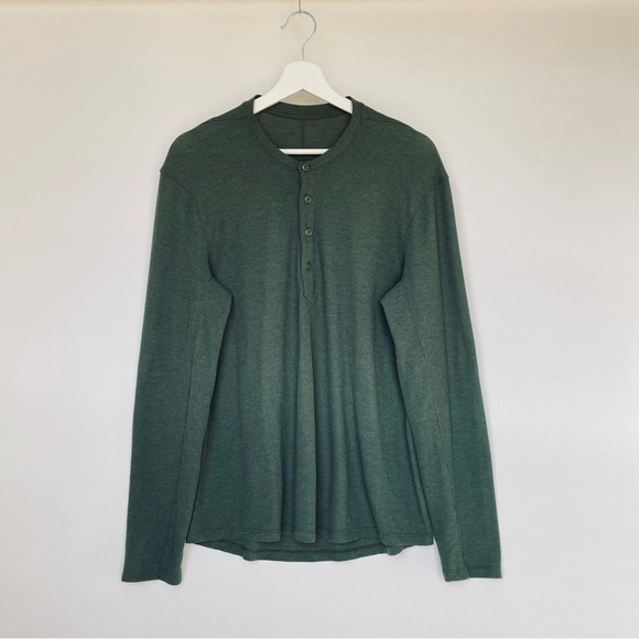 ❤️ LULULEMON Shift Stitch Henley Green Long Sleeve D9 - Picture 2 of 9